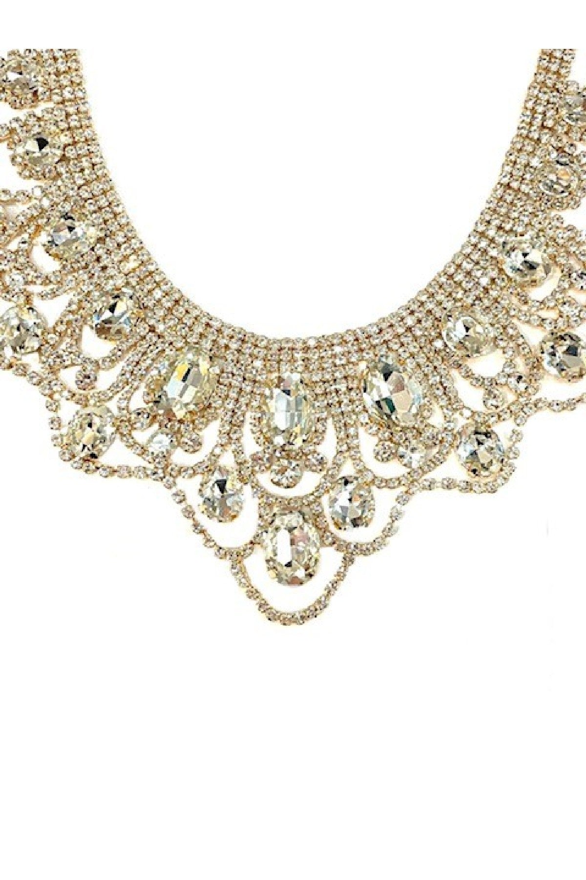 Elegant rhinestone accent necklace set with adjustable clasp and extender.