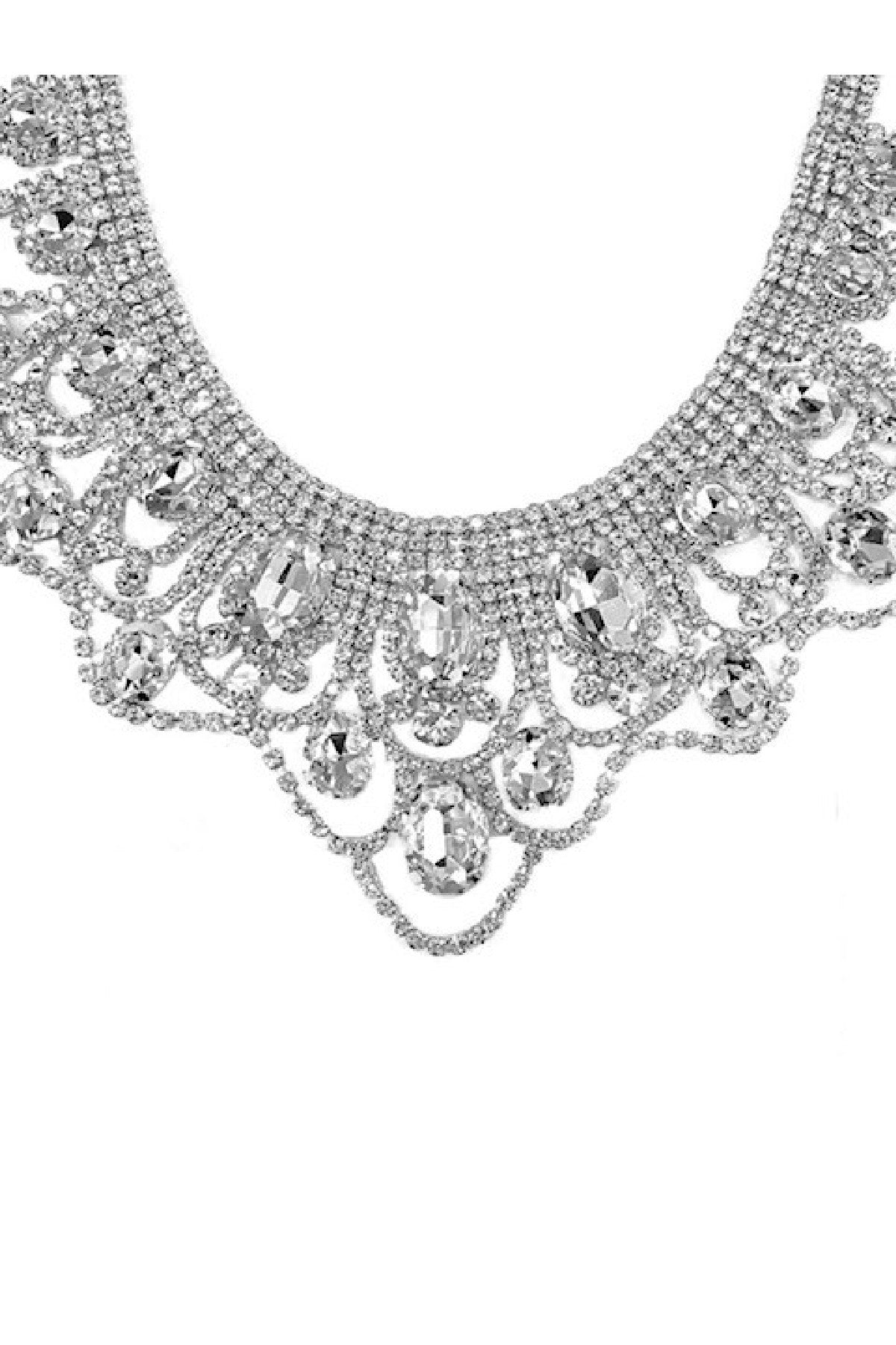 Elegant rhinestone accent necklace set with adjustable clasp and extender.