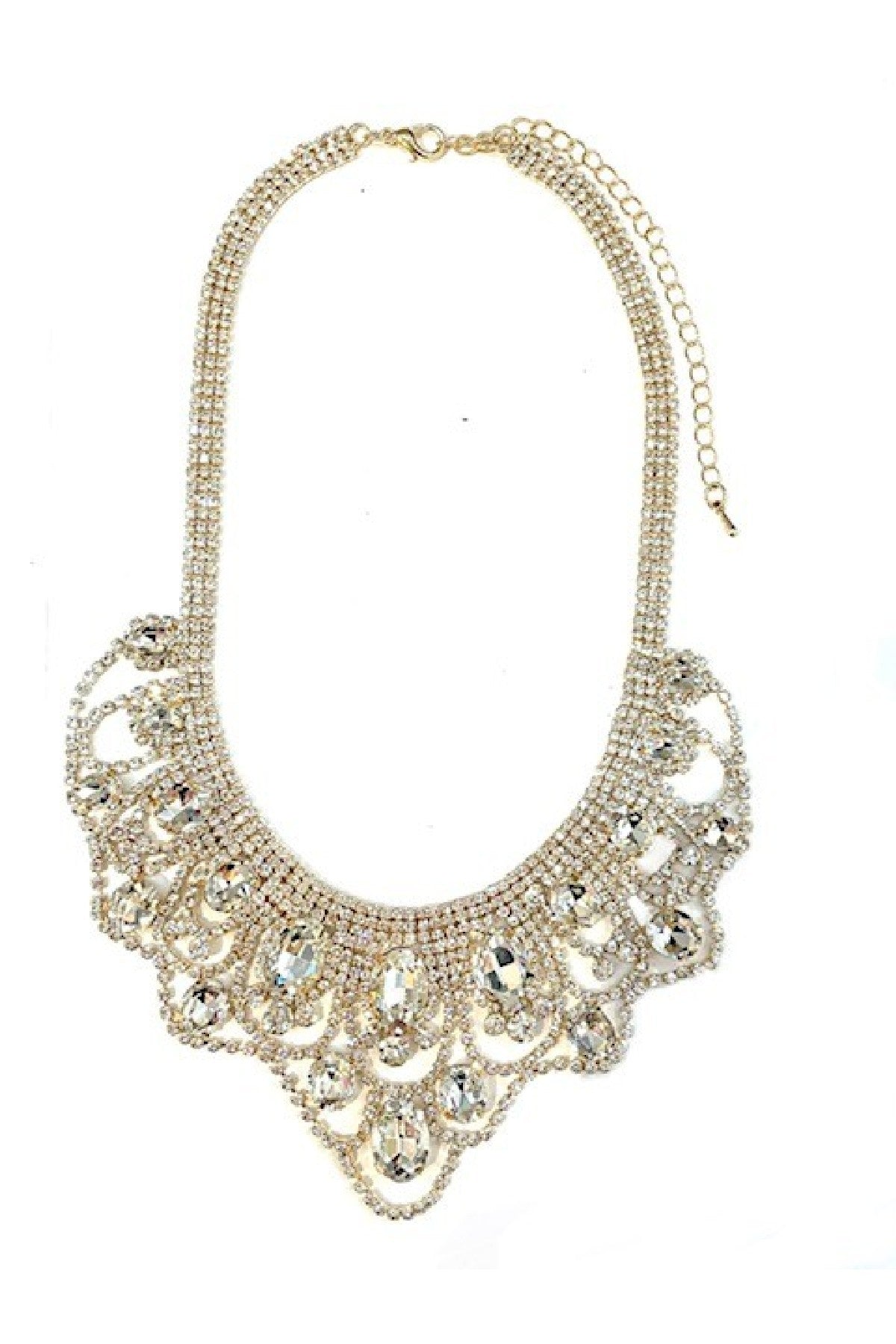 Elegant rhinestone accent necklace set with adjustable clasp and extender.