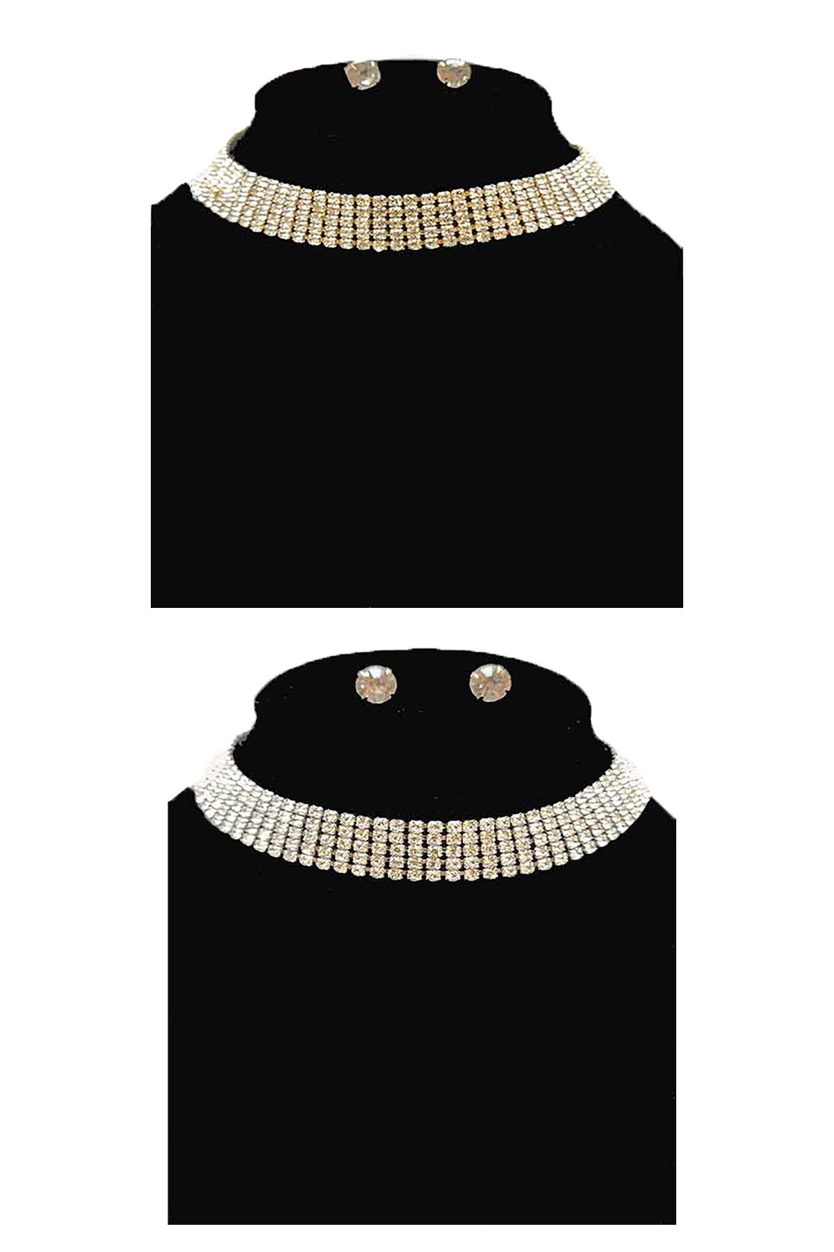 Elegant crystal choker necklace set with adjustable length and lobster claw clasp, perfect for any occasion.