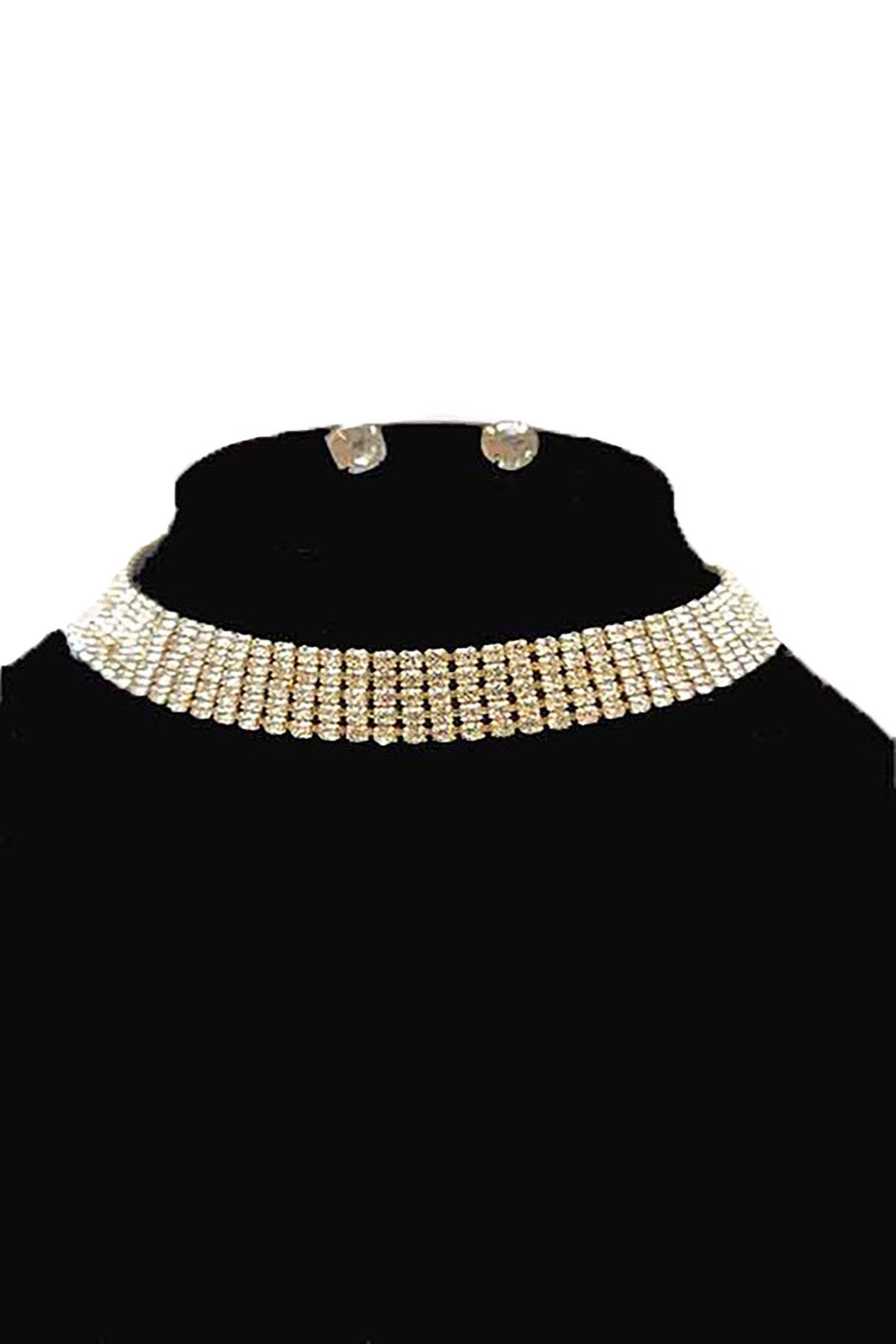 Elegant crystal choker necklace set with adjustable length and lobster claw clasp, perfect for any occasion.