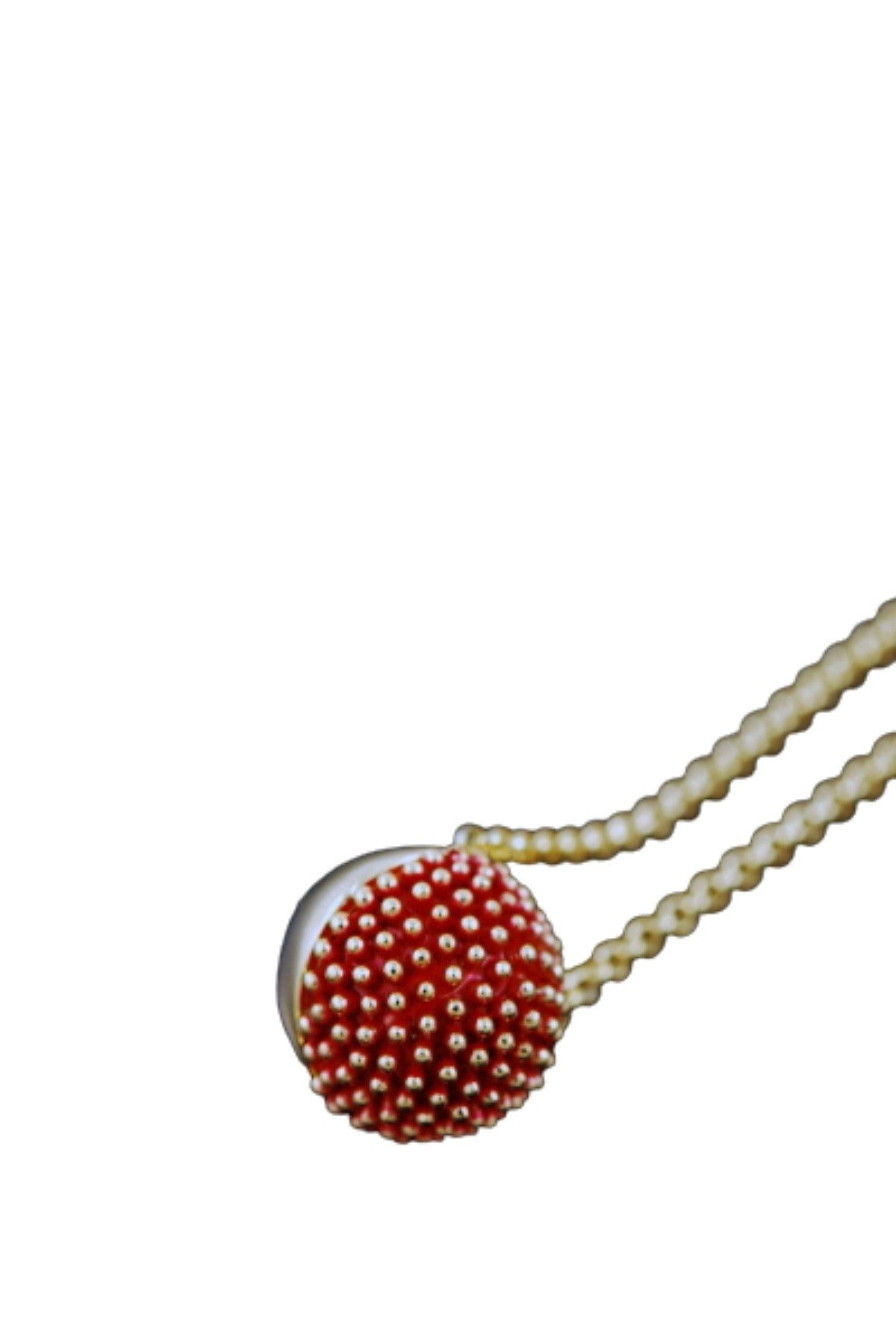 Elegant metal beaded ball necklace with double plating and lobster claw clasp, featuring a 15-inch chain and a stylish pendant.