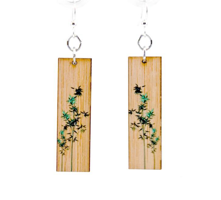 Elegant New Growth Bamboo Earrings #981 made from sustainable bamboo, featuring a minimalistic design and essential oil diffuser functionality.