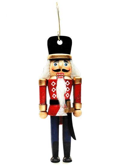 Nutcracker Ornament #9987 made from eco-friendly birch wood or recycled paper, featuring a classic holiday design.