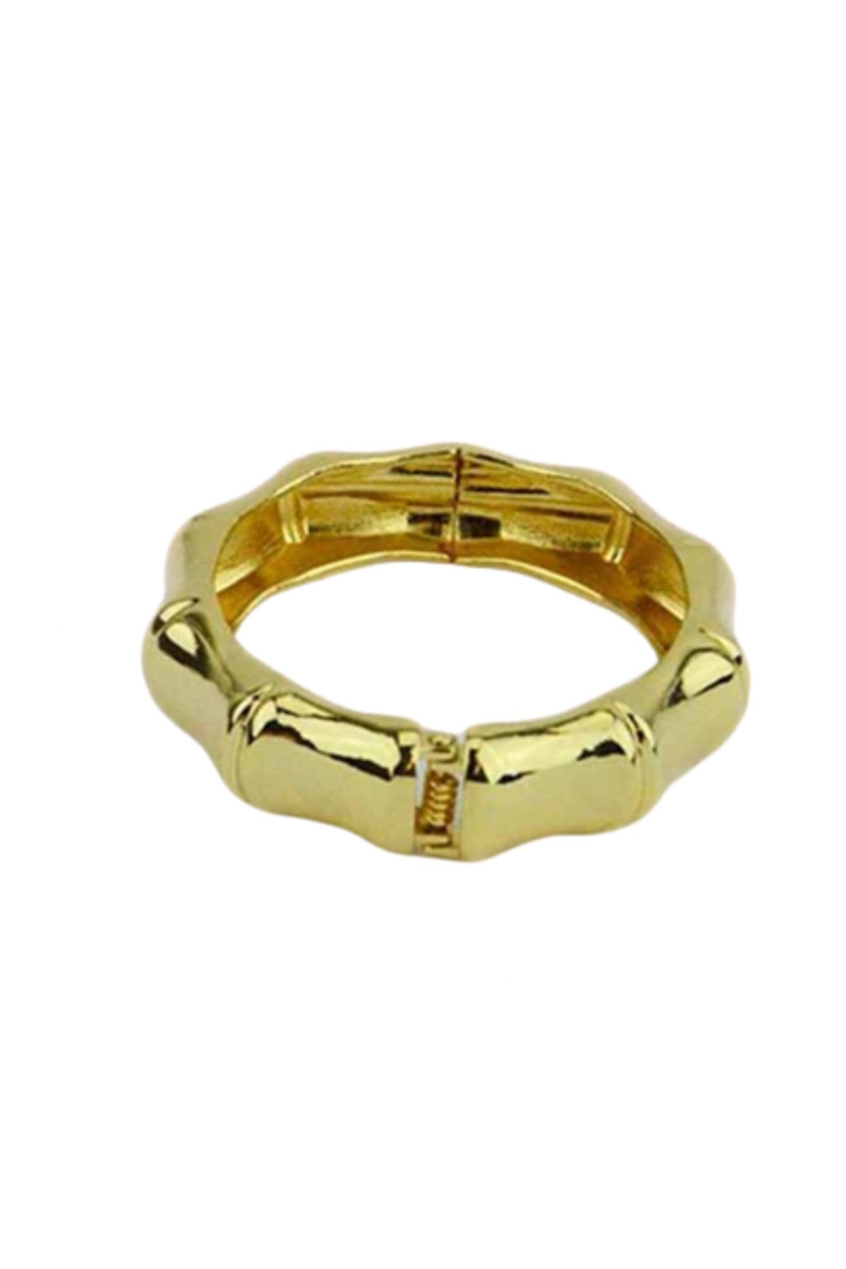 Elegant Open Cuff Bracelet with gold and rhodium plating, featuring a bamboo hinge design.