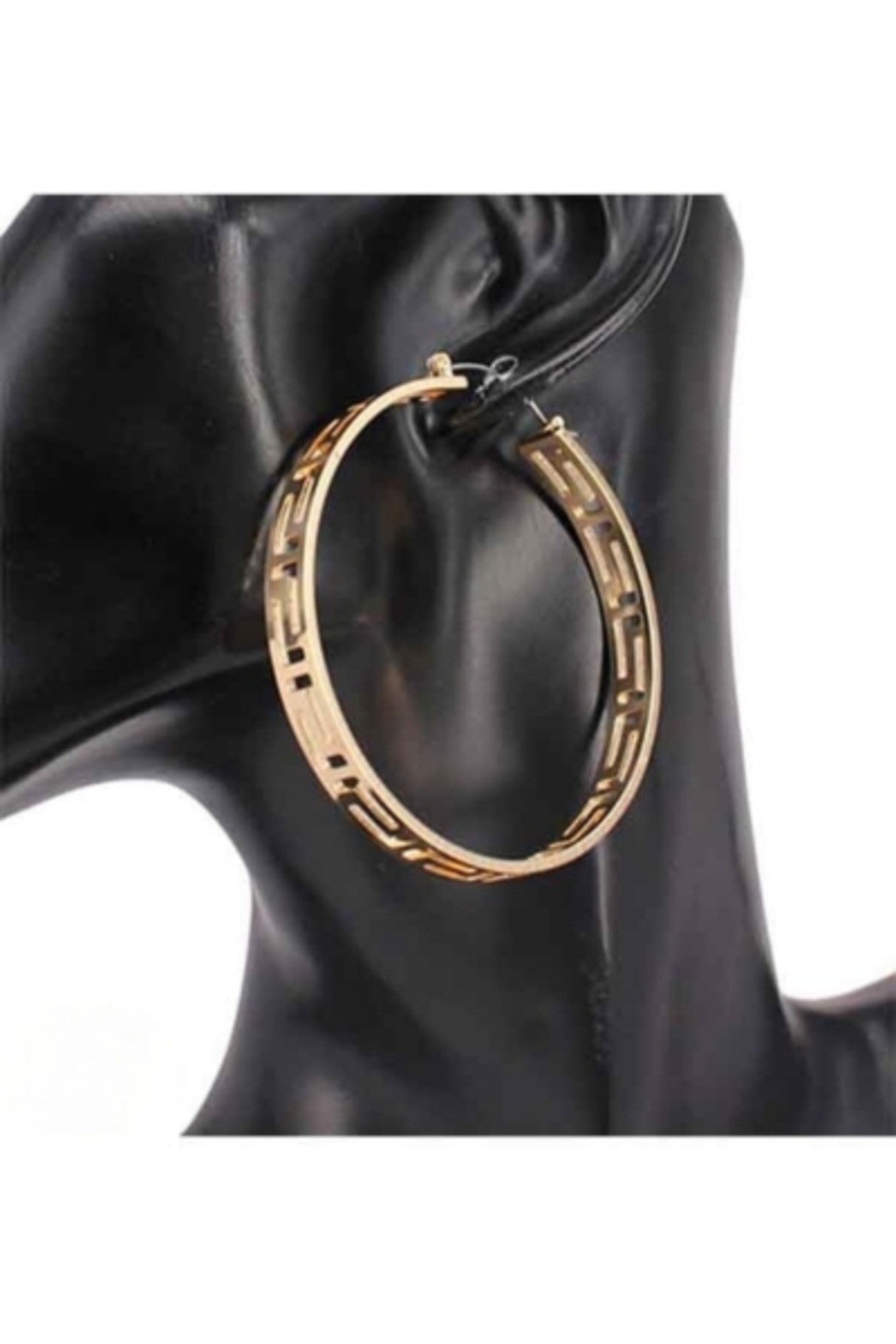 Open Hoop 80mm Greek Earring with lever back closure, showcasing a stylish and elegant design.