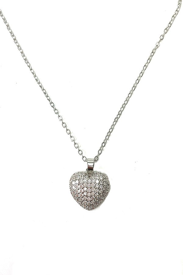 A beautiful Pave Heart Necklace featuring a sparkling heart pendant on a delicate chain, perfect for any occasion.