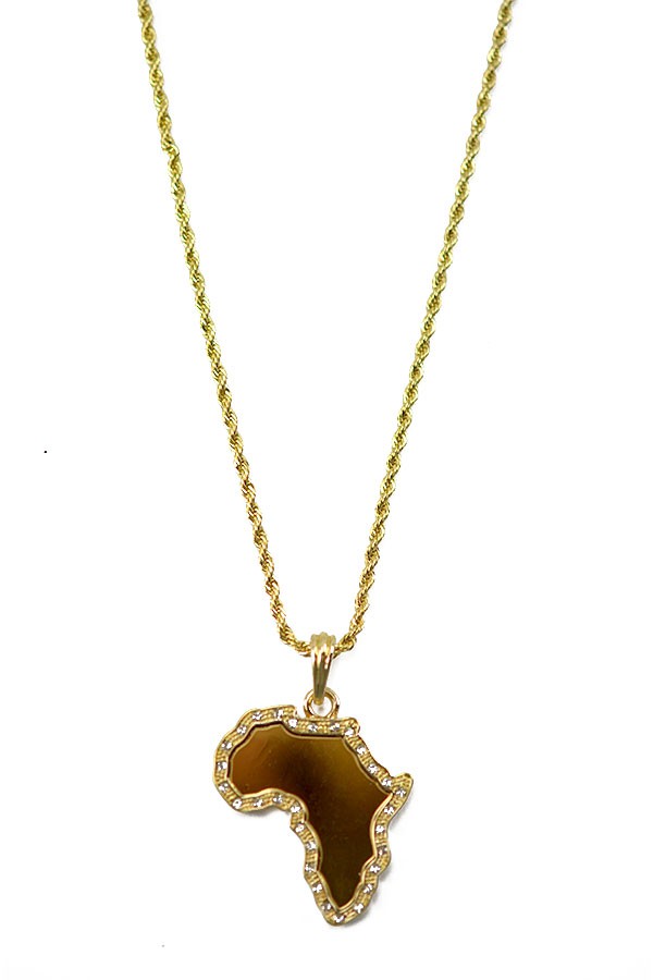 Elegant map shape pendant necklace with a 28-inch chain, showcasing intricate details.