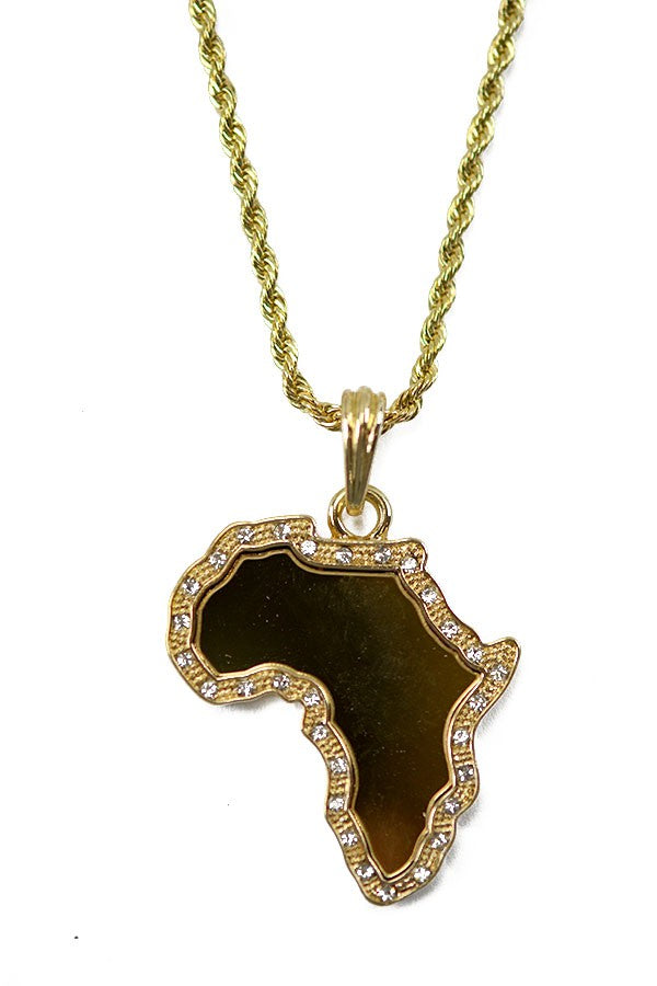 Elegant map shape pendant necklace with a 28-inch chain, showcasing intricate details.