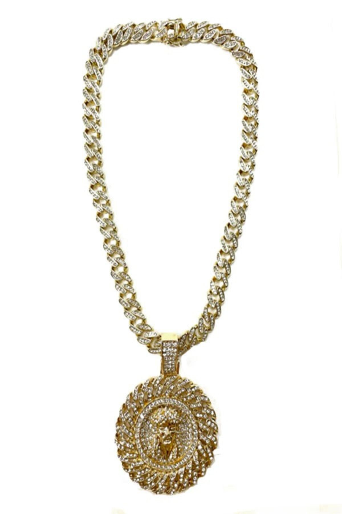 Hip Hop Rhinestone Jesus Pendant Necklace with sparkling rhinestones, 20-inch length, and 2.5x2.5 inch pendant size.