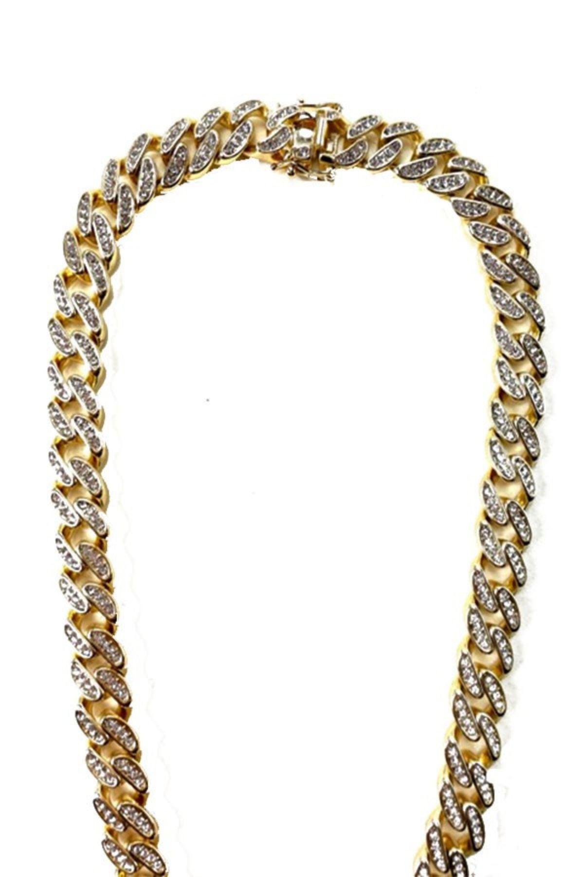 Hip Hop Rhinestone Leaf Pendant Necklace with sparkling rhinestones and a stylish leaf design.