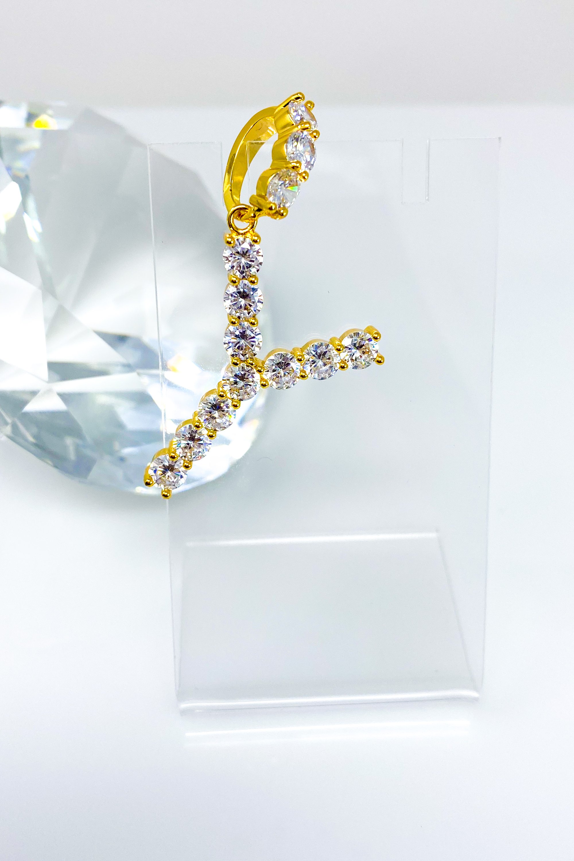 So Icy Printed Letter Pendant in gold plating, showcasing its stylish design and quality craftsmanship.