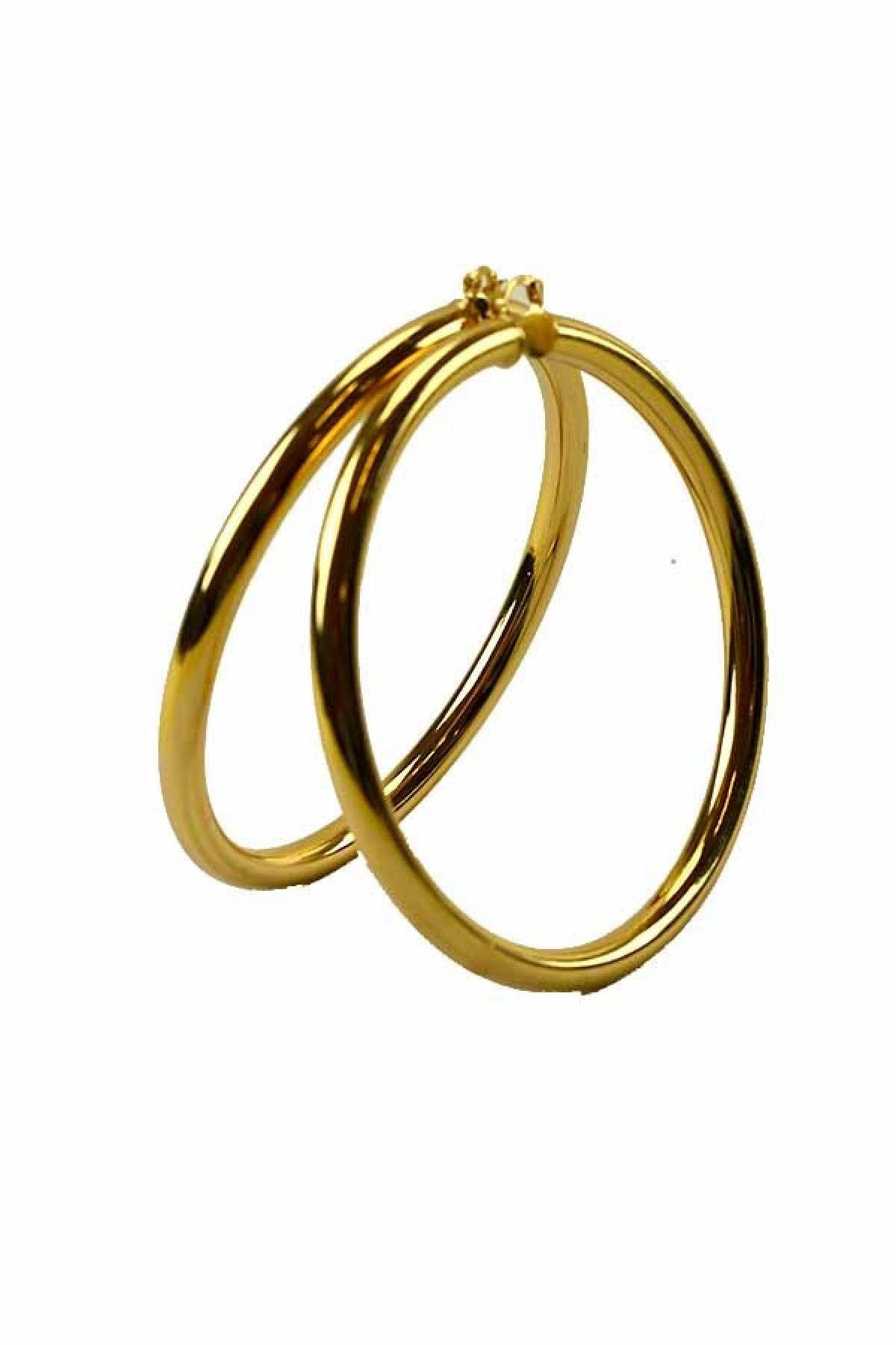 A pair of elegant plain thick hoop earrings with a 3-inch diameter, featuring a secure latch back closure, suitable for everyday wear.