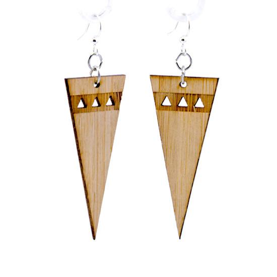 Elegant Pointed Edge Bamboo Earrings #991, showcasing a minimalistic design made from sustainable bamboo material.