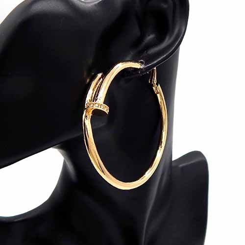 Polished Nail Inspired Hoop Earrings with a shiny finish, measuring 65mm in diameter, featuring a secure lever back closure.