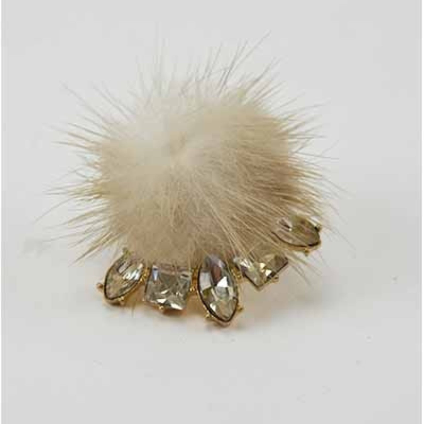 Elegant Pompom Crystal Clip Earrings featuring a chic design with sparkling crystals and a comfortable clip back.