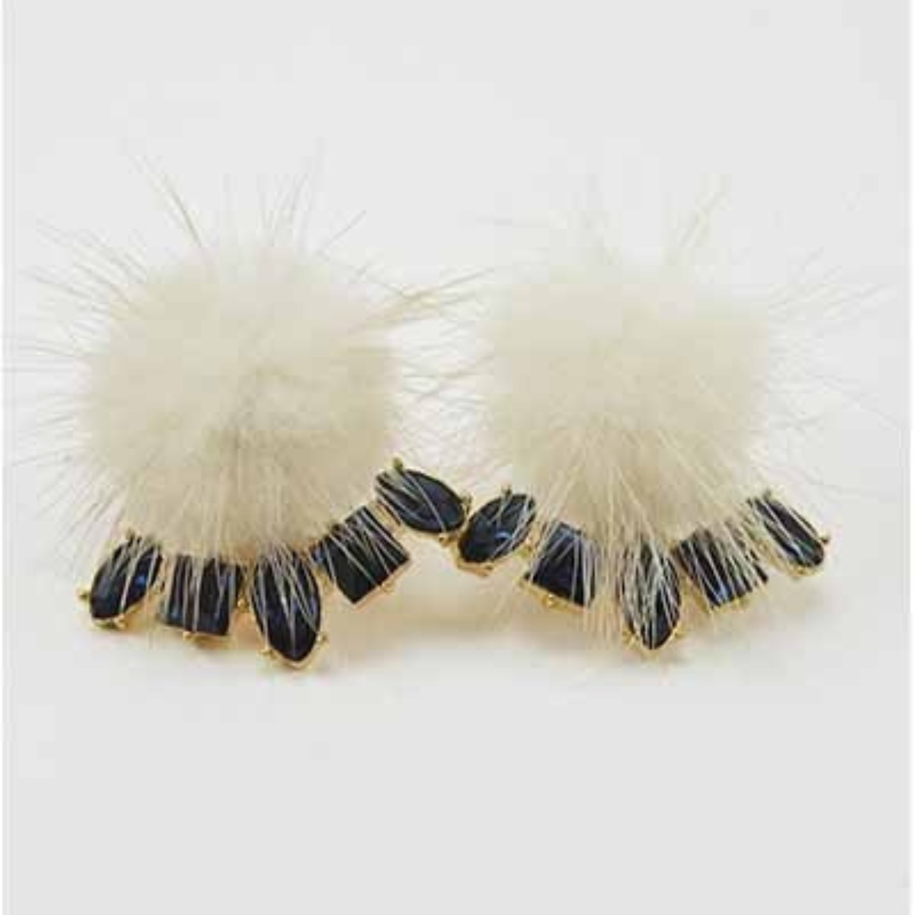 Elegant Pompom Crystal Clip Earrings featuring a chic design with sparkling crystals and a comfortable clip back.