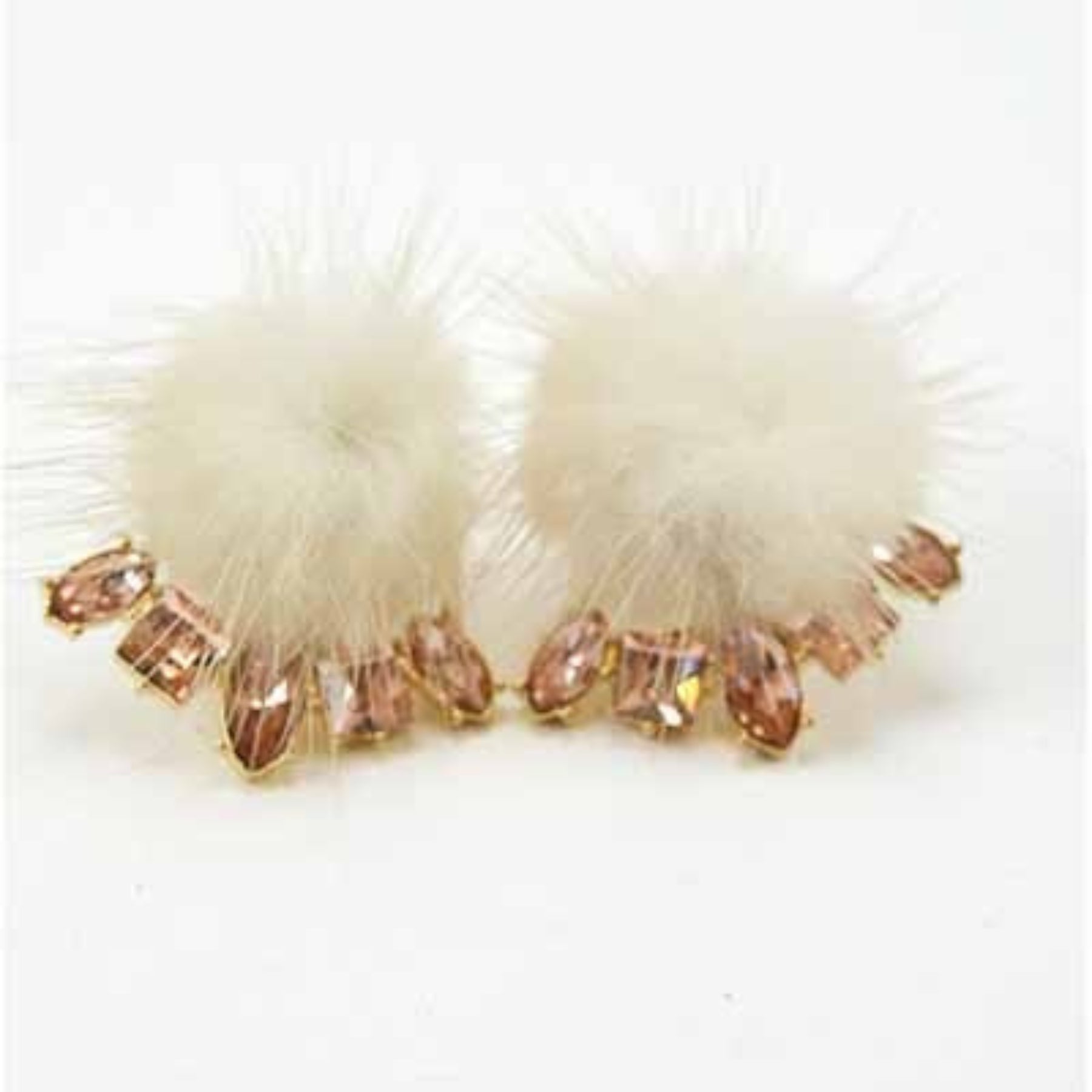 Elegant Pompom Crystal Clip Earrings featuring a chic design with sparkling crystals and a comfortable clip back.