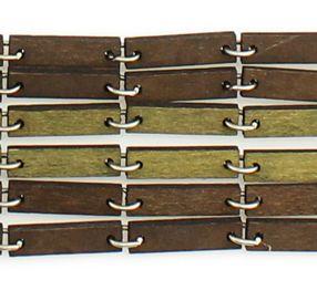 Pride Bracelet 7518B made from sustainably sourced wood in brown and apple green colors, featuring a natural wood back for essential oil diffusion.