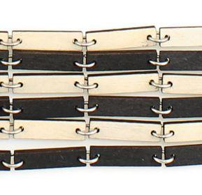 Pride Bracelet 7518C featuring black satin and natural wood, showcasing its stylish design and eco-friendly materials.