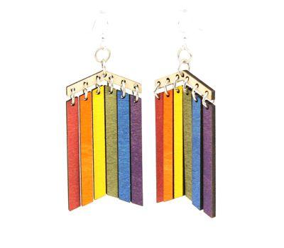 Colorful Pride Earrings #1476 made from sustainably sourced wood with silver-finished stainless steel ear wires.