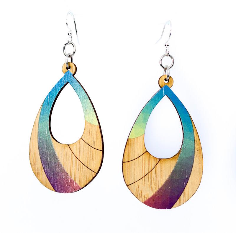 Elegant Prism Bamboo Earrings #966 made from sustainable bamboo, featuring a minimalistic design and essential oil diffuser functionality.