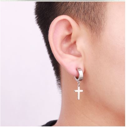 PRODIGIOUS Steel Earrings featuring a cross design, made from durable stainless steel, lightweight and elegantly crafted.