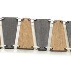 Pyramid Bracelet 7503C featuring a brown and black satin finish, made from sustainably sourced laser-cut wood.