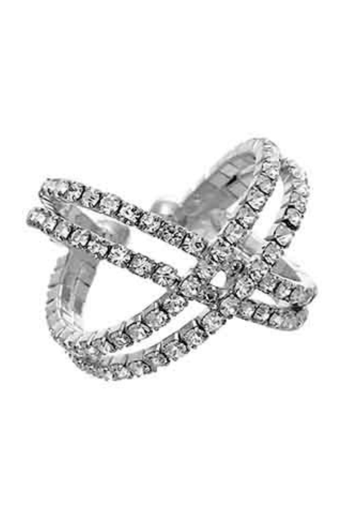 A stylish Rhinestone 2 Wire Ring featuring sparkling rhinestones and a comfortable stretch design.