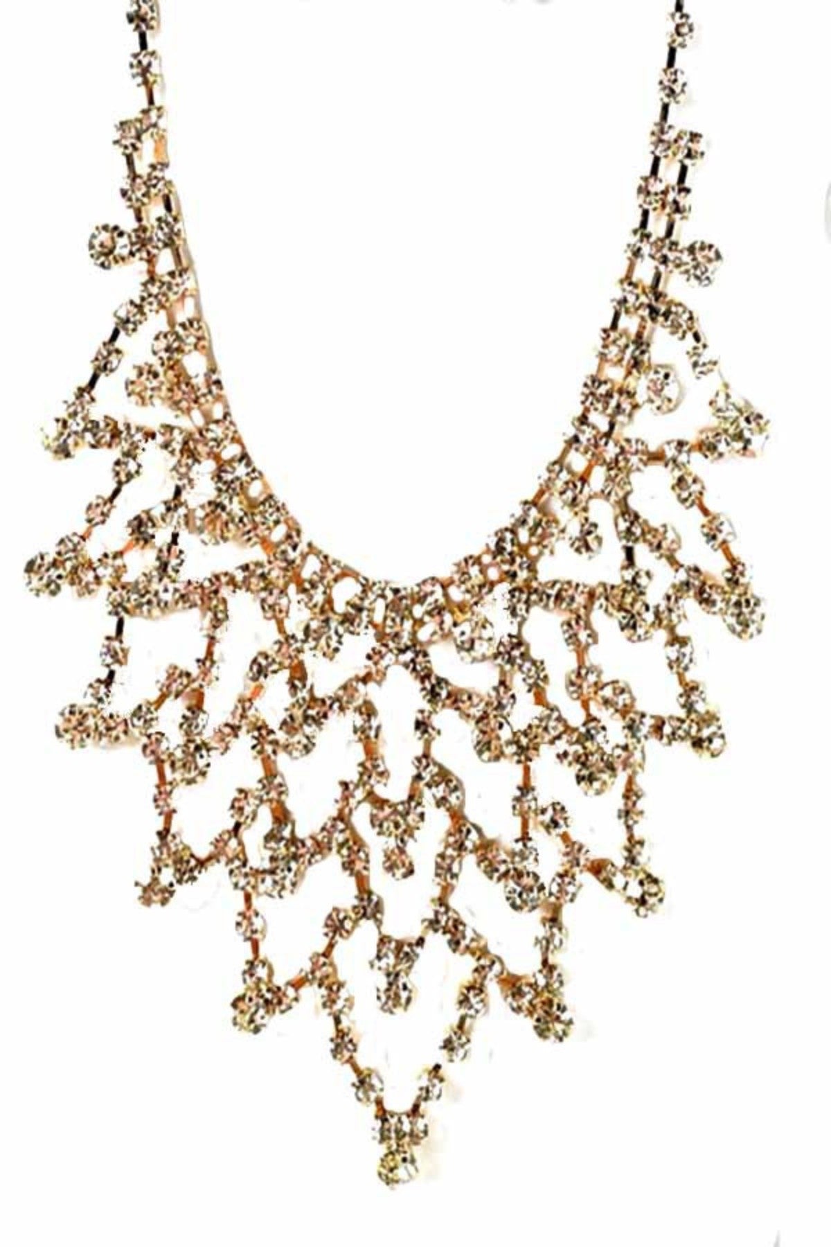 Rhinestone Accent Statement Necklace Set featuring sparkling rhinestones and a lobster claw clasp with an extender.