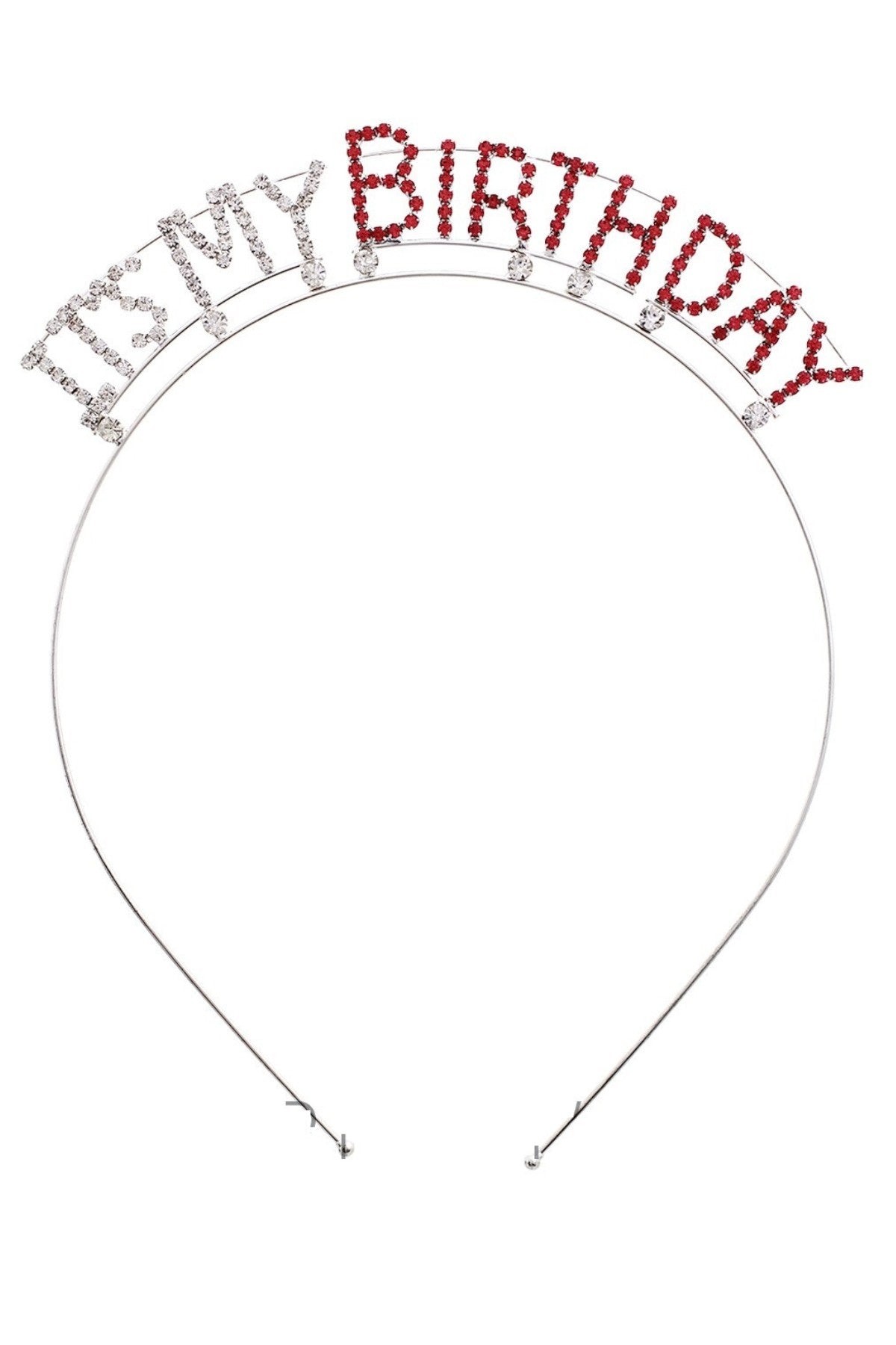 A sparkling rhinestone birthday headband designed for festive celebrations, featuring a comfortable fit and lead compliant materials.