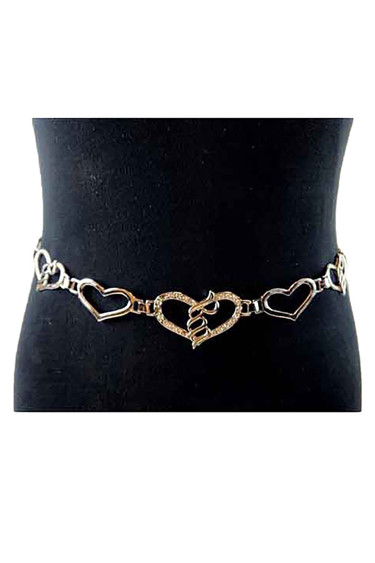 A glamorous rhinestone chain belt featuring a lobster claw clasp and a 20-inch extender, perfect for stylish outfits.