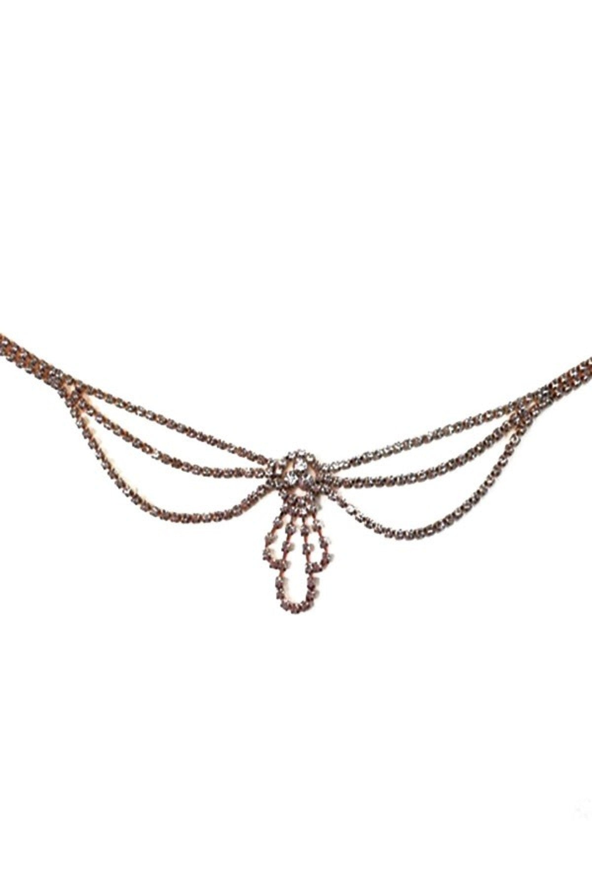 A glamorous rhinestone chain belt featuring sparkling embellishments and a lobster claw clasp, perfect for enhancing any outfit.