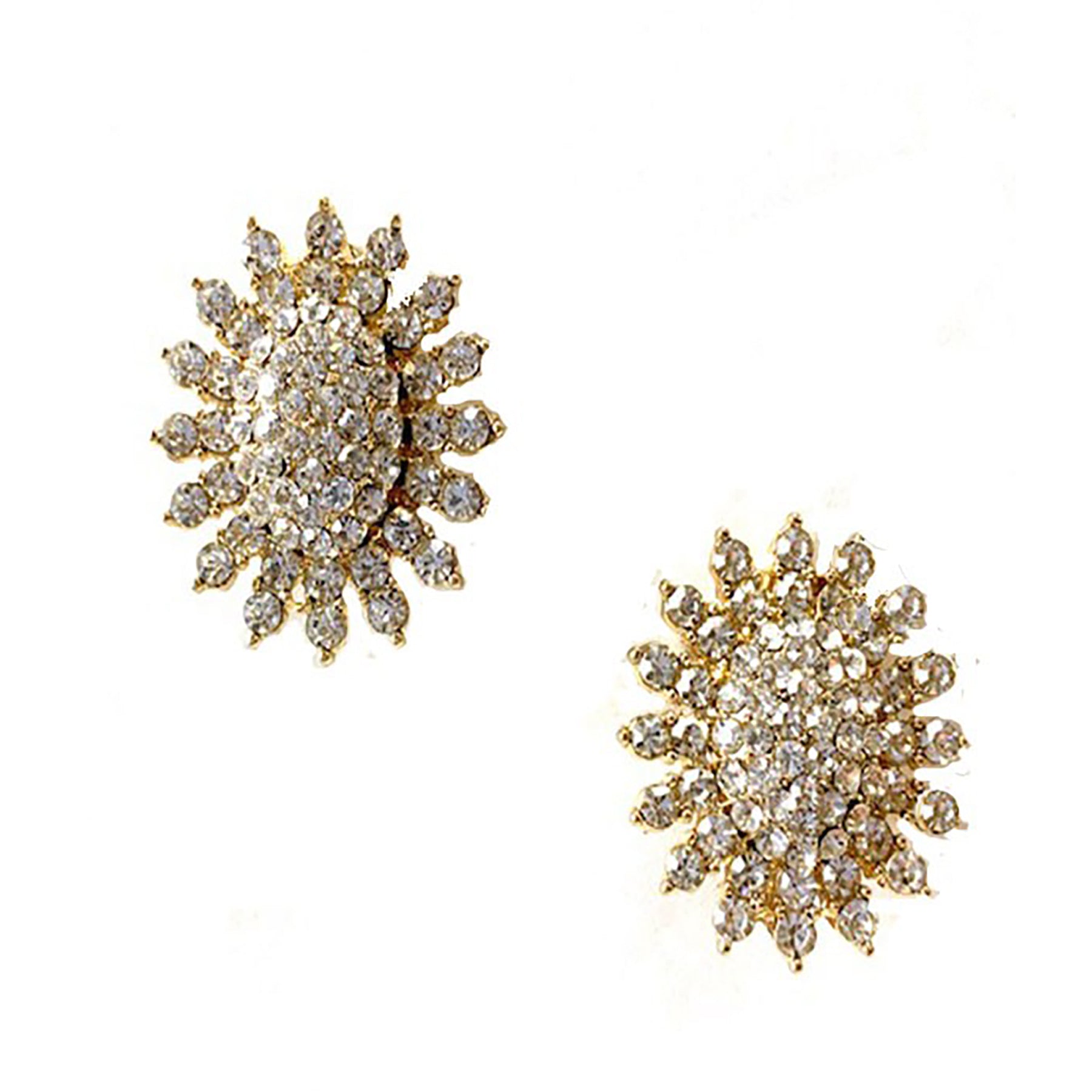 A pair of elegant rhinestone clip-on earrings with a 1-inch drop, showcasing sparkling rhinestones set in a stylish design.