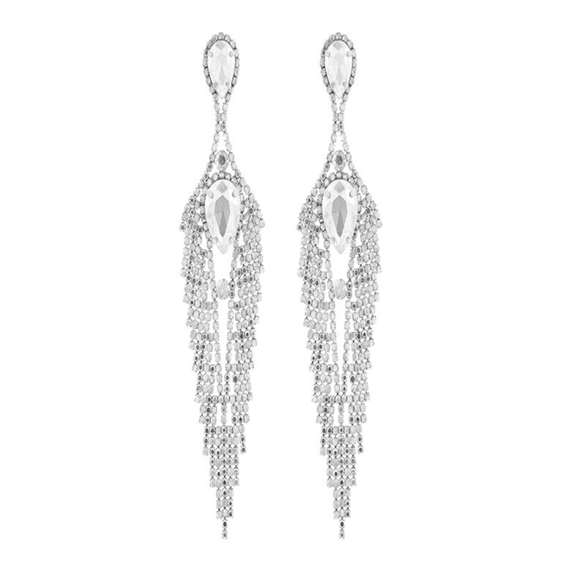 Elegant rhinestone feather dangle post earrings, showcasing a stunning design with sparkling details.