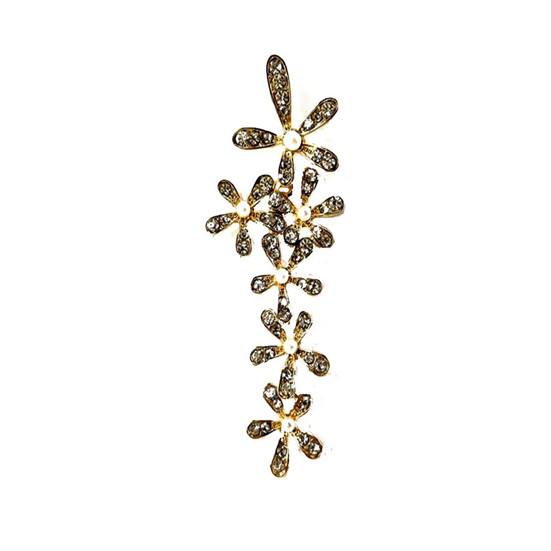 Elegant rhinestone flower drop earrings with a shimmering design, perfect for special occasions.