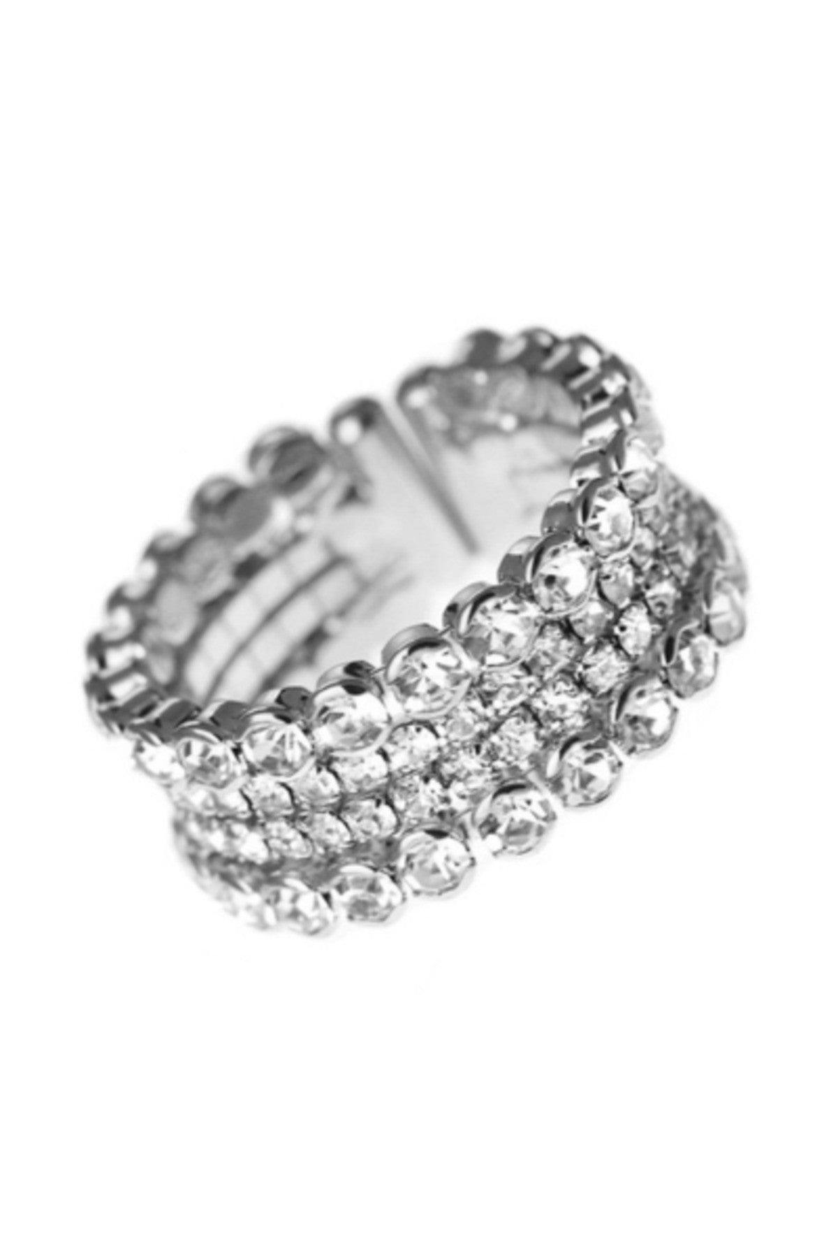 Rhinestone Frame Memory Wire Ring showcasing elegant design with sparkling rhinestones and flexible memory wire.