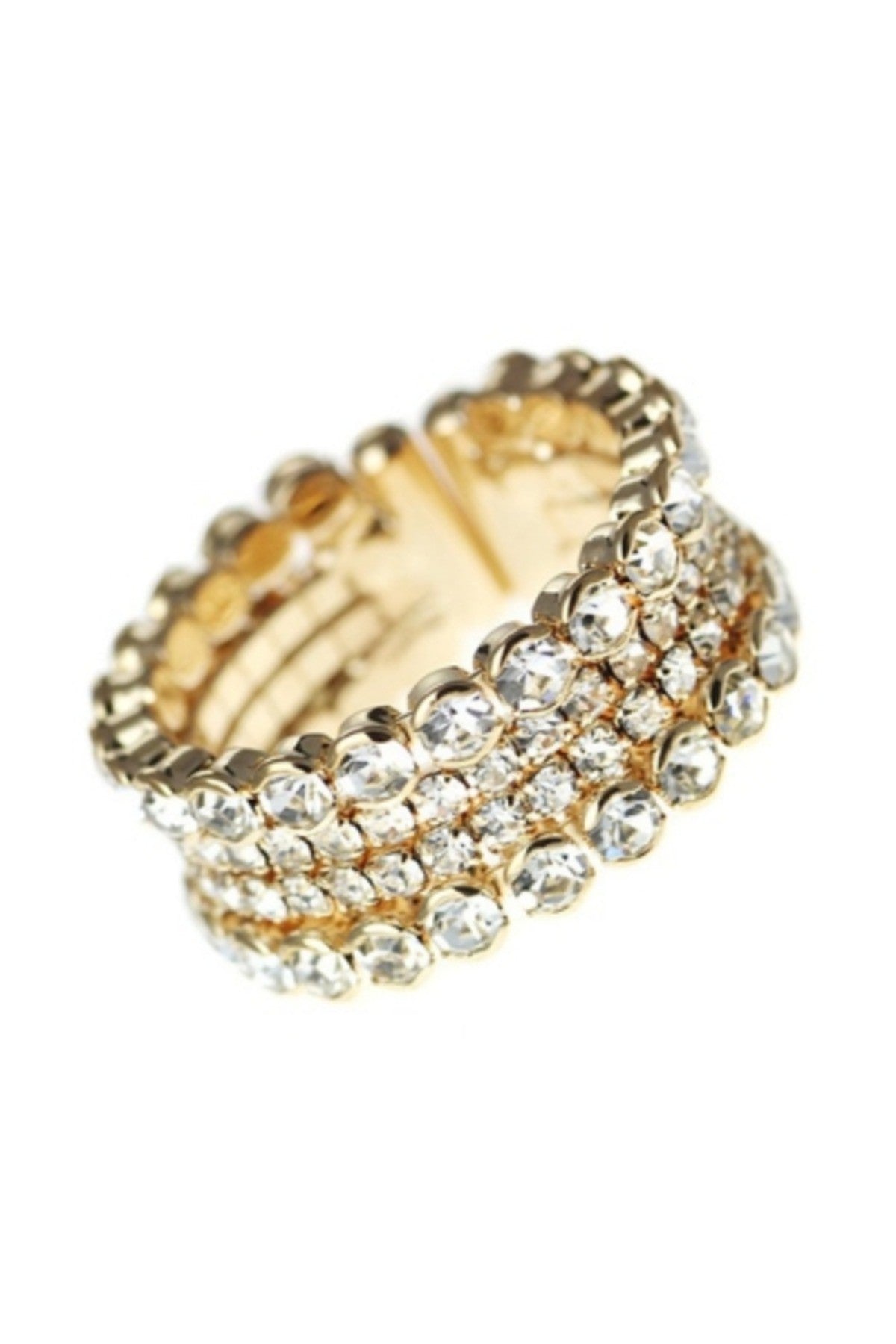 Rhinestone Frame Memory Wire Ring showcasing elegant design with sparkling rhinestones and flexible memory wire.