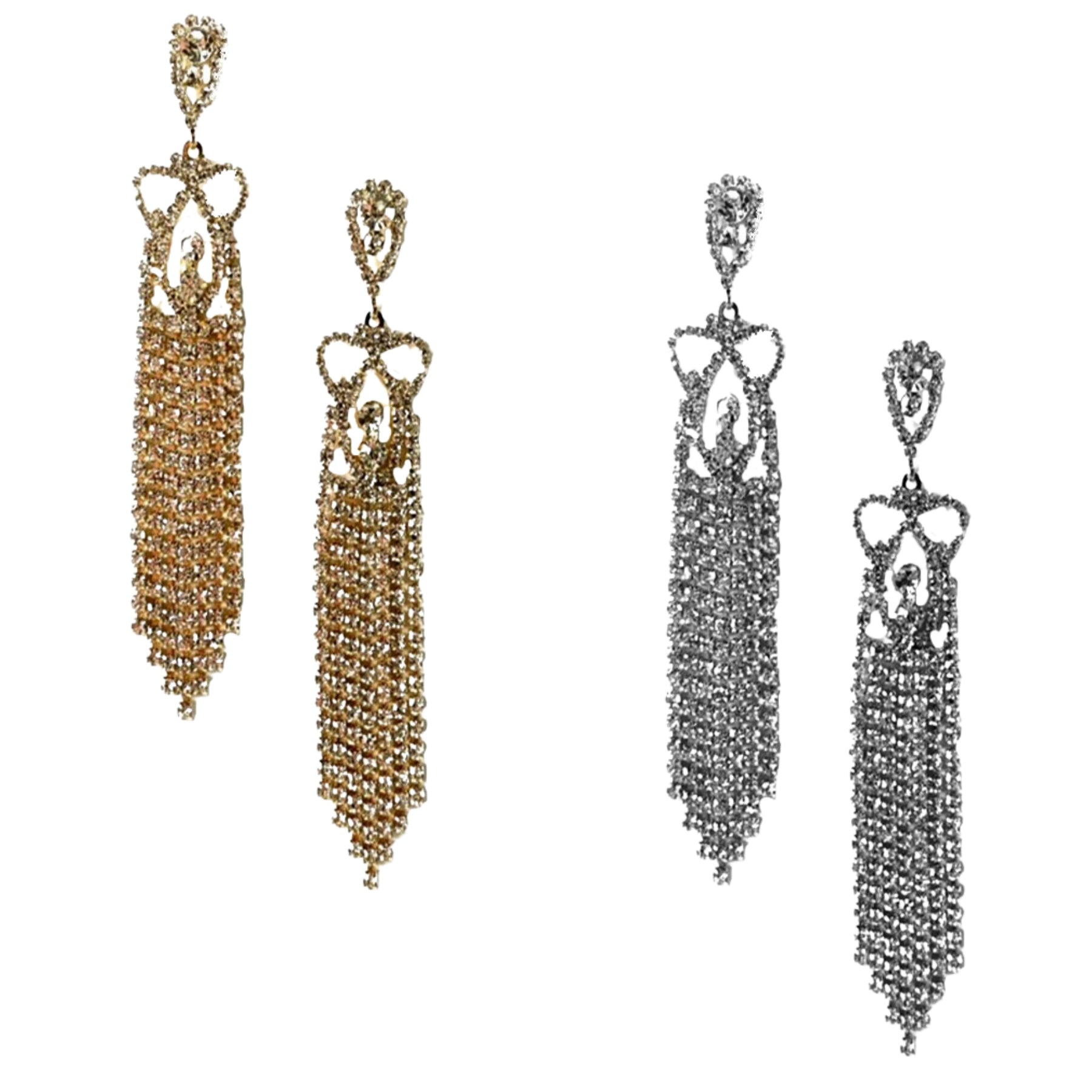 Elegant Rhinestone Fringe Drop Earrings with sparkling details, showcasing a glamorous design perfect for evening wear.