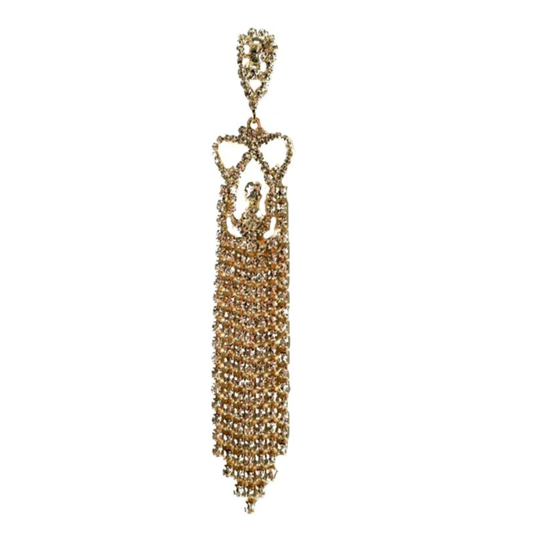 Elegant Rhinestone Fringe Drop Earrings with sparkling details, showcasing a glamorous design perfect for evening wear.