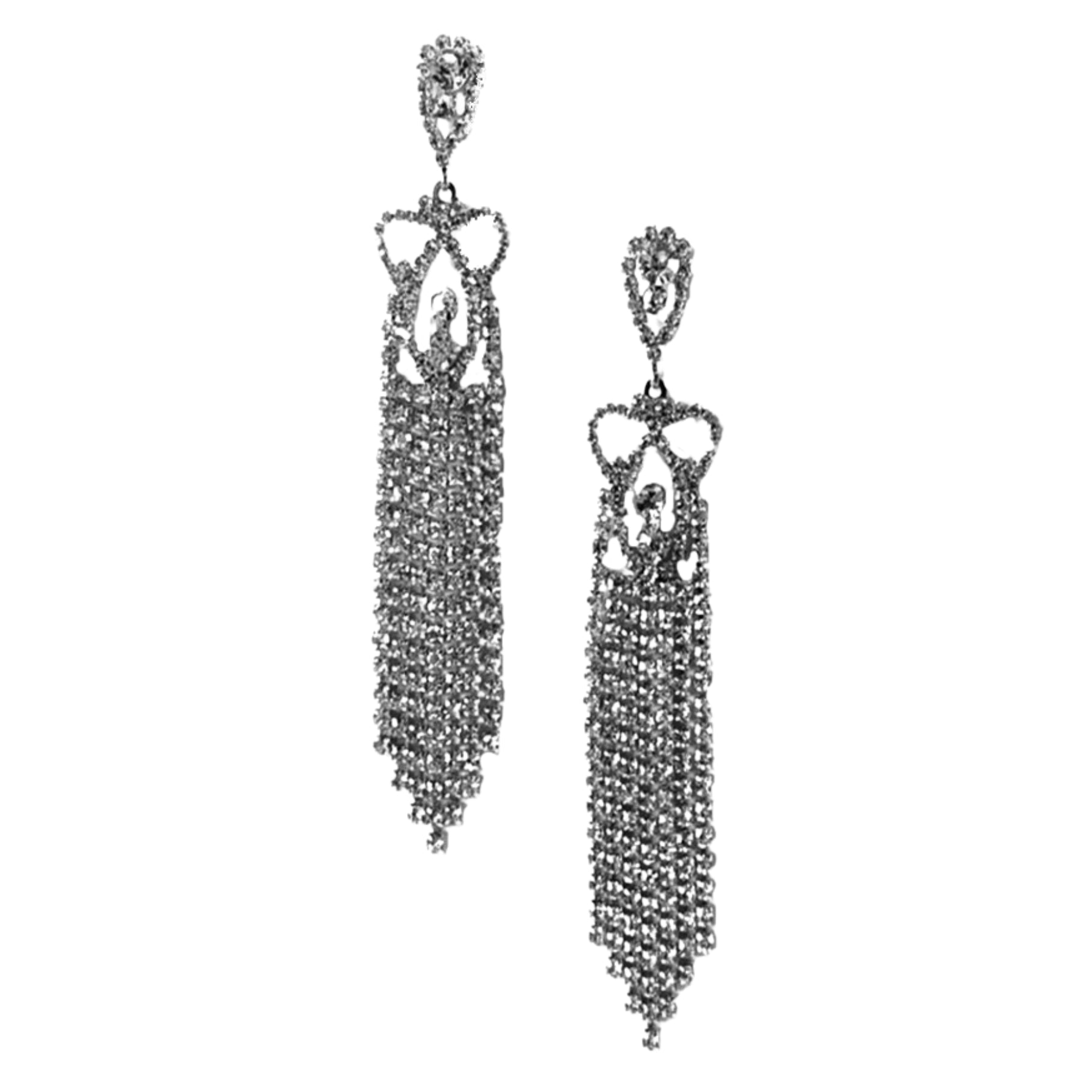 Elegant Rhinestone Fringe Drop Earrings with sparkling details, showcasing a glamorous design perfect for evening wear.