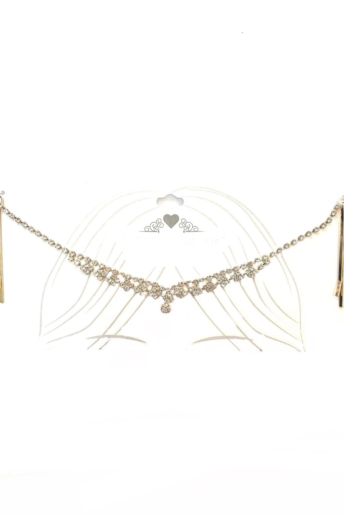 A glamorous rhinestone head chain featuring sparkling stones, perfect for festivals and parties.