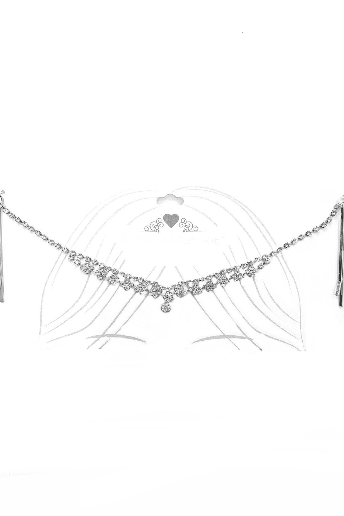 A glamorous rhinestone head chain featuring sparkling stones, perfect for festivals and parties.