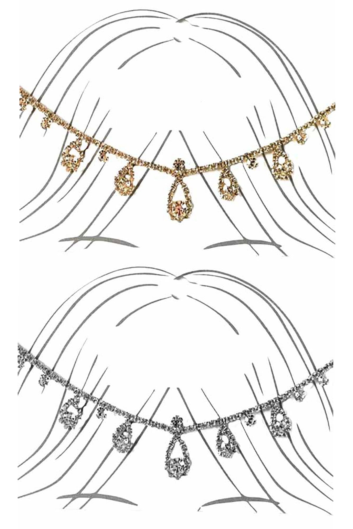 A glamorous rhinestone head chain featuring sparkling stones, perfect for festivals and special occasions.