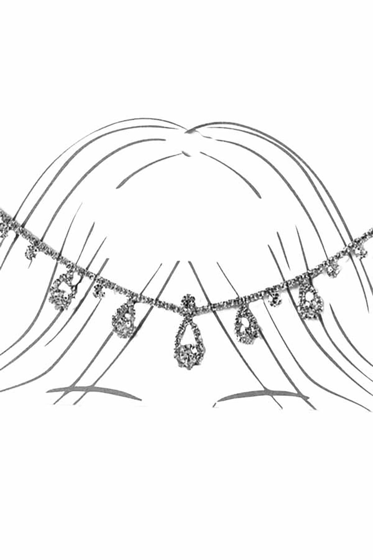 A glamorous rhinestone head chain featuring sparkling stones, perfect for festivals and special occasions.