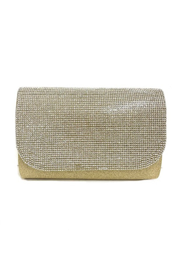 Rhinestone Ladies Evening Clutch Bag with detachable chain strap and soft lining, featuring elegant rhinestone embellishments.