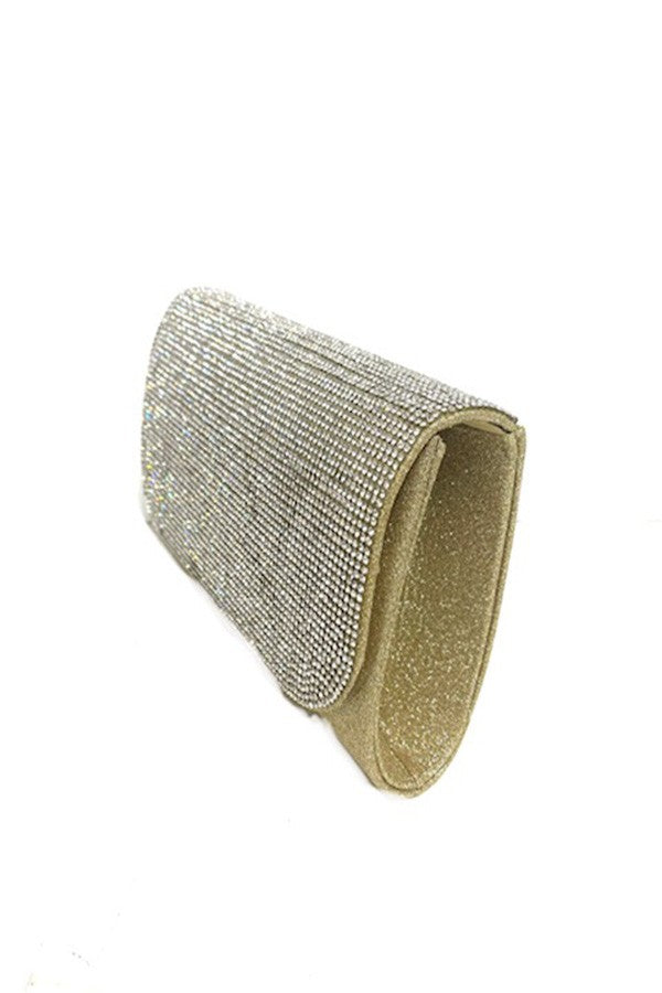 Rhinestone Ladies Evening Clutch Bag with detachable chain strap and soft lining, featuring elegant rhinestone embellishments.