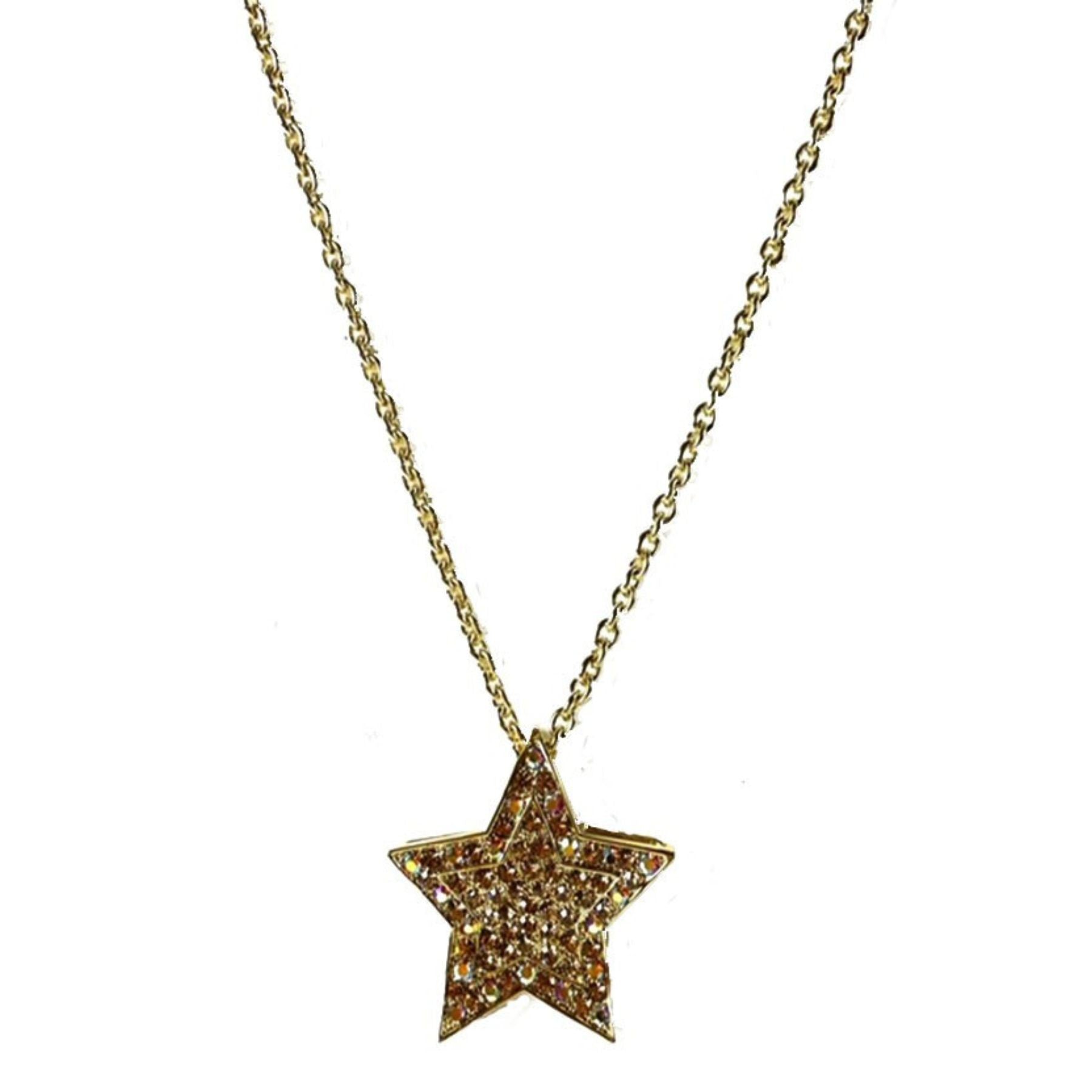 A beautiful Rhinestone Star Pendant Necklace featuring a sparkling star design on a delicate chain.