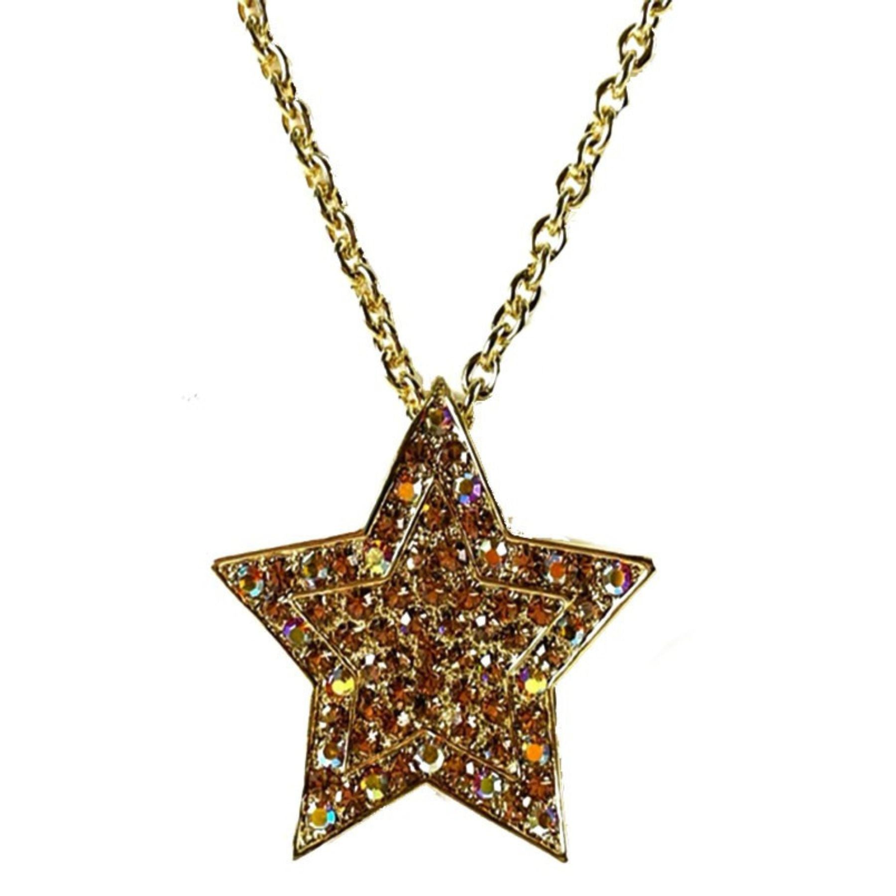 A beautiful Rhinestone Star Pendant Necklace featuring a sparkling star design on a delicate chain.