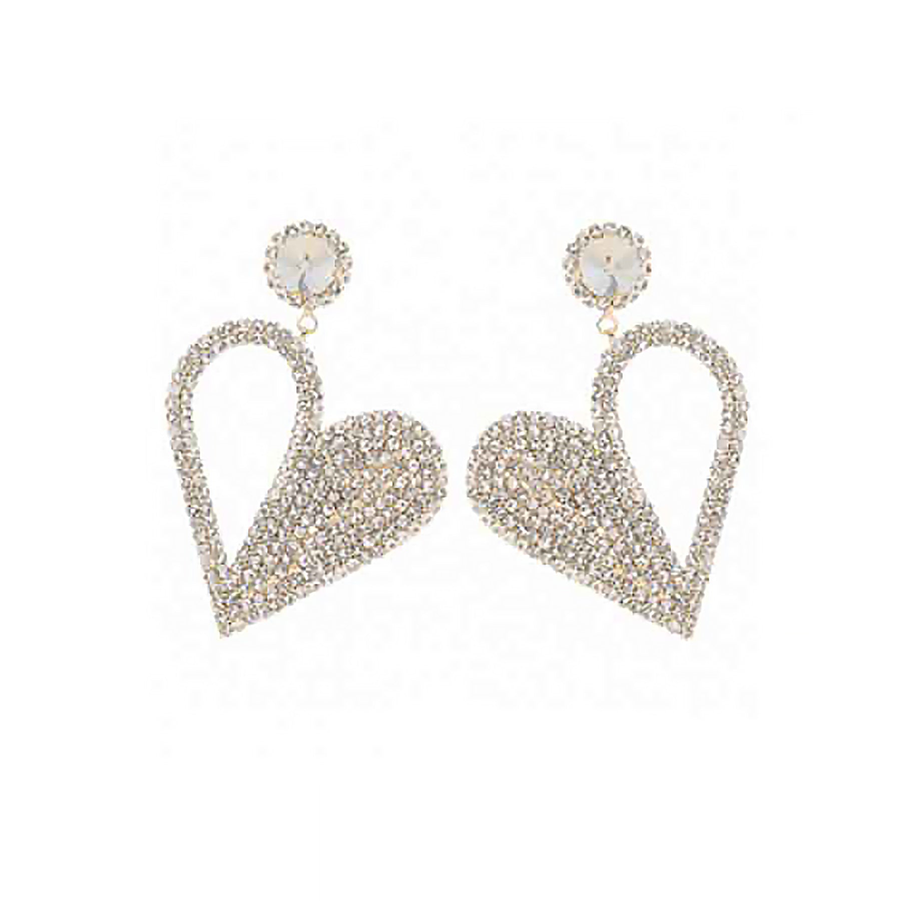 A pair of stunning rhinestone statement heart earrings, featuring a sparkling design and post back for secure wear.